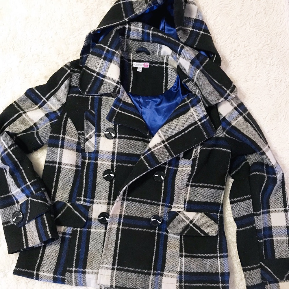 💙 Plaid Women’s Winter Peacoat Blue & Black